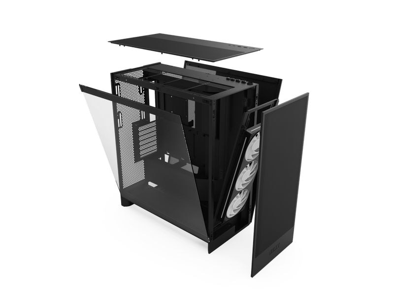 NZXT PC-Gehäuse H7 Flow RGB Schwarz Mid-Tower-Gehäuse mit Seitenfenster und RGB Beleuchtung