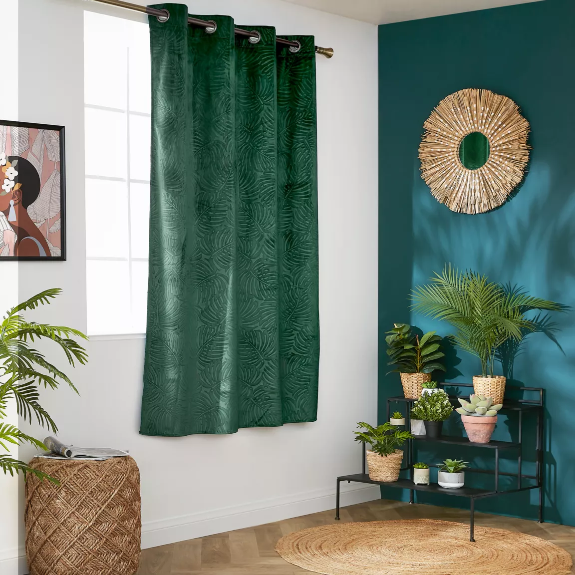Rideau obscurcissant velours (140 x 180 cm) Fern Vert sapin