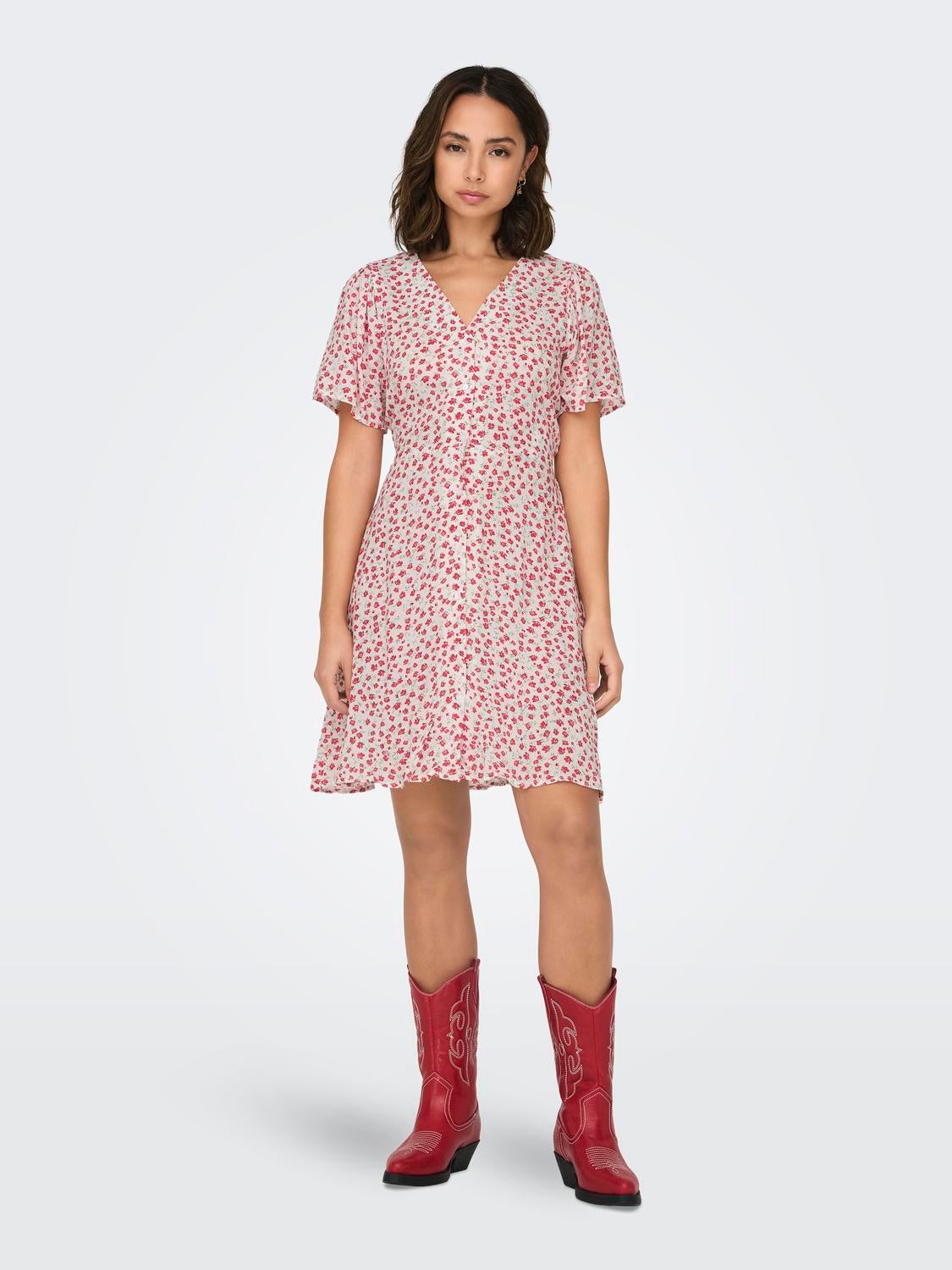 ONLEVIDA Kurzes Kleid Cloud Dancer