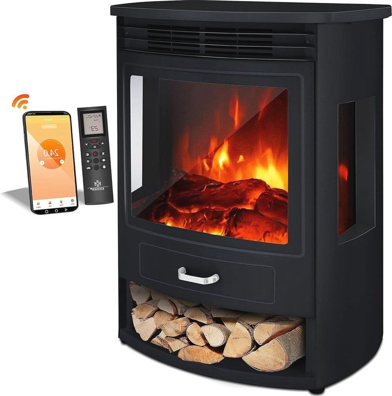 Elektrische Open Haard met Verwarming en Afstandsbediening - LED Vlameffect & Thermostaat