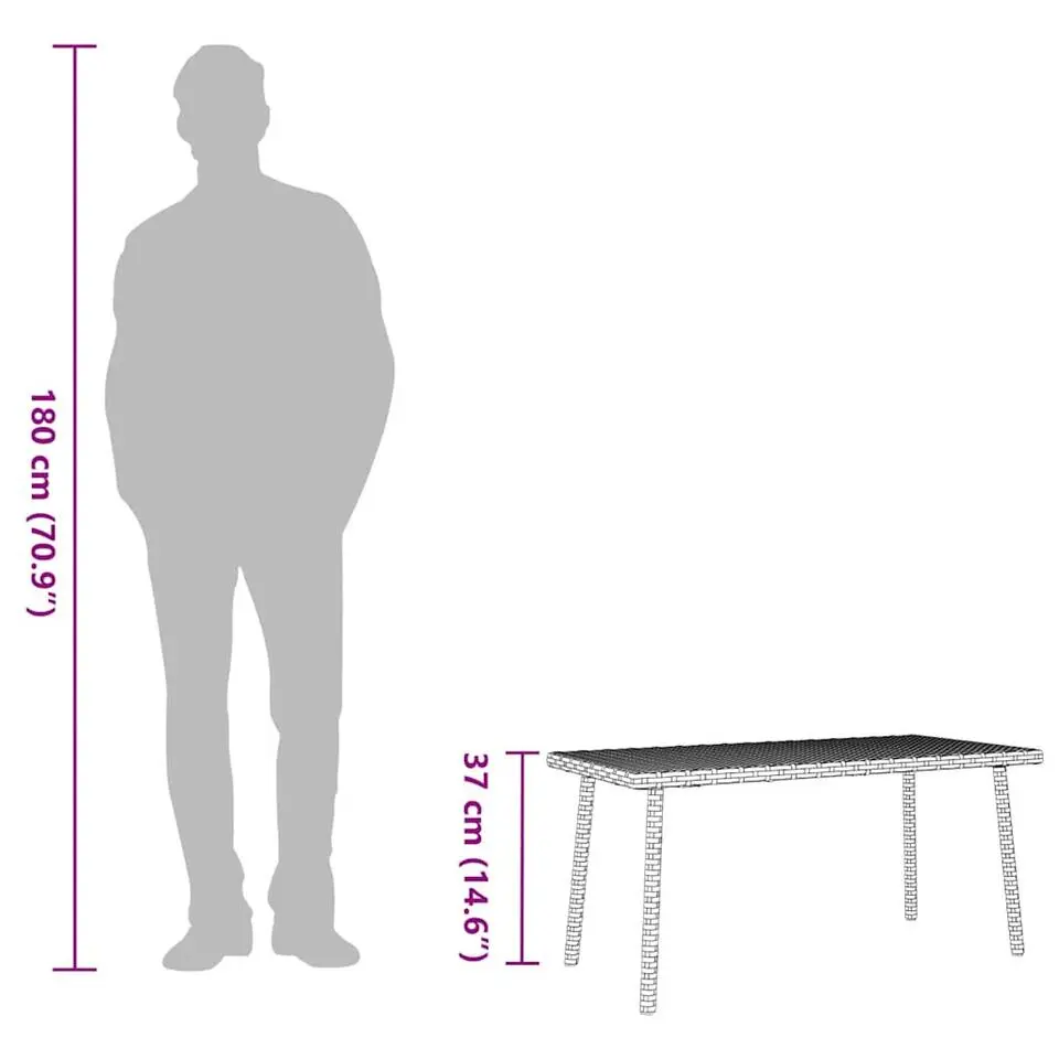 vidaXL - Tuin Salontafel - Bruin - Poly rattan - 80 x 40 x 37 cm