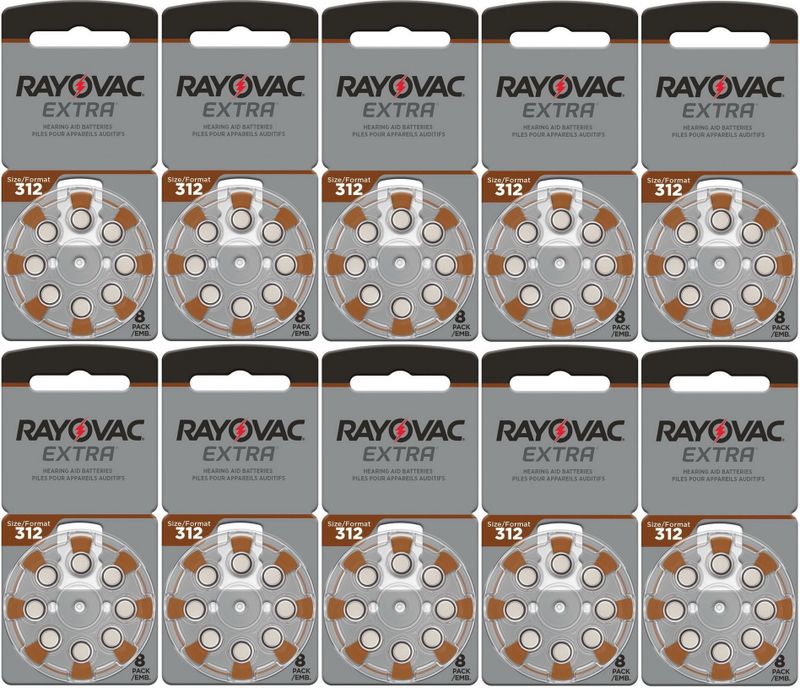 Rayovac - Type 312 - Gehoorapparaat Batterijen - Bruin - 10 x 8 stuks