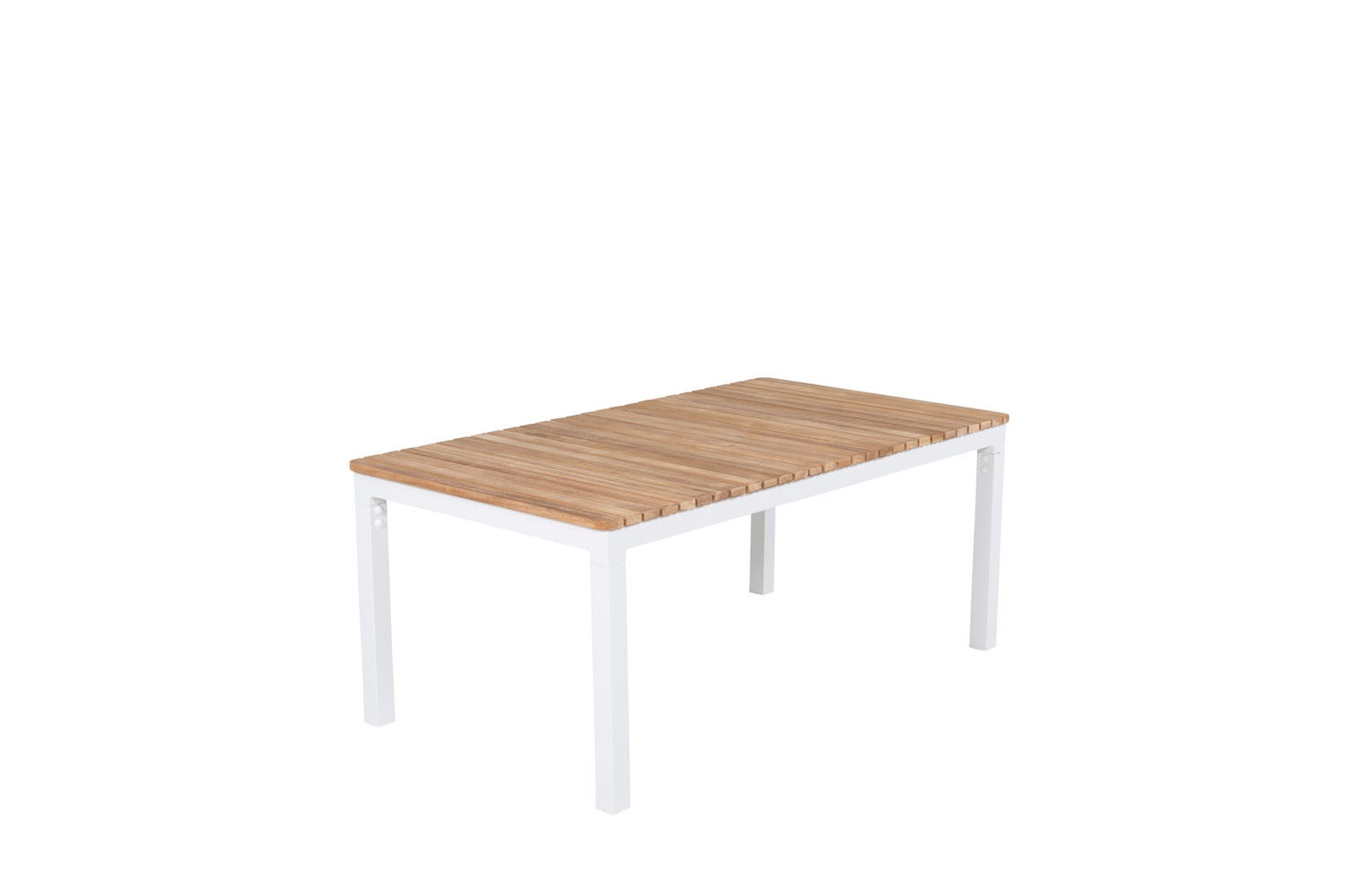 Brasilia salontafel, wit en teak. 110 x 60 x 46 cm