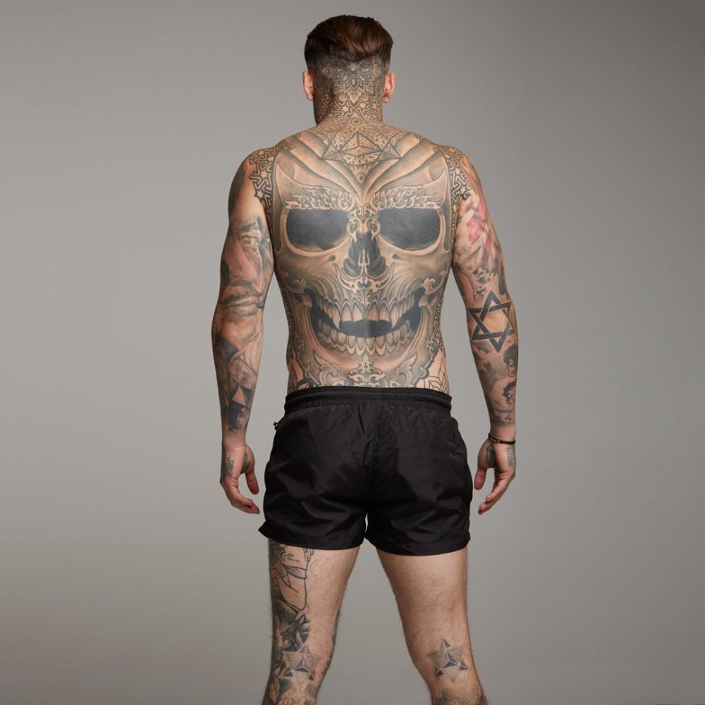 (Gr. M) Sport Shorts Kurze Hose mit Reissverschluss Taschen - Schwarz