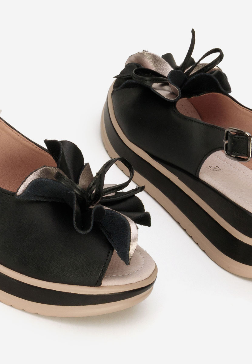 Sandales à plateforme en cuir noires Rafaelia