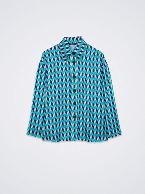 Camisa de cetim estampada - Azul