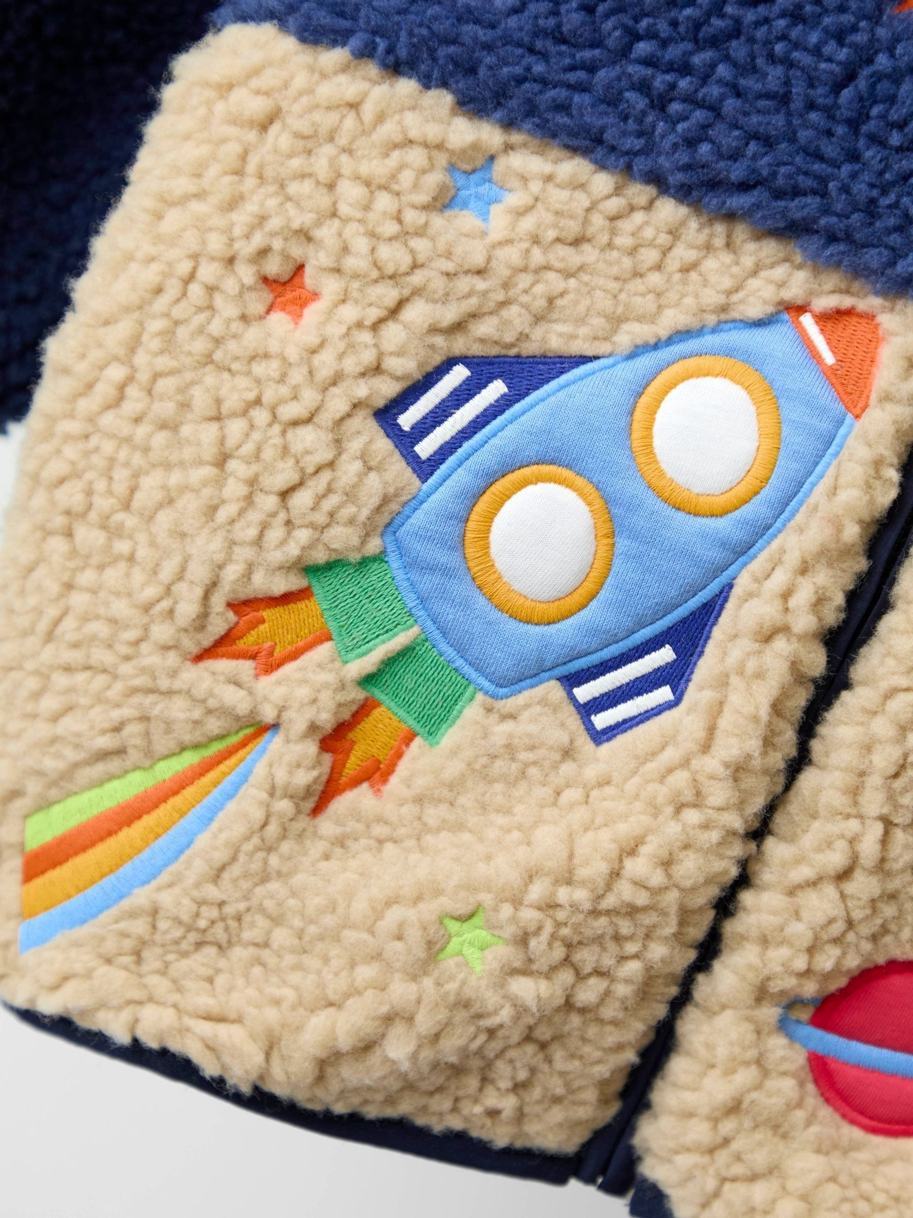 Donkerblauw - JoJo Maman Bébé Teddy Fleece Jas met Applicatie