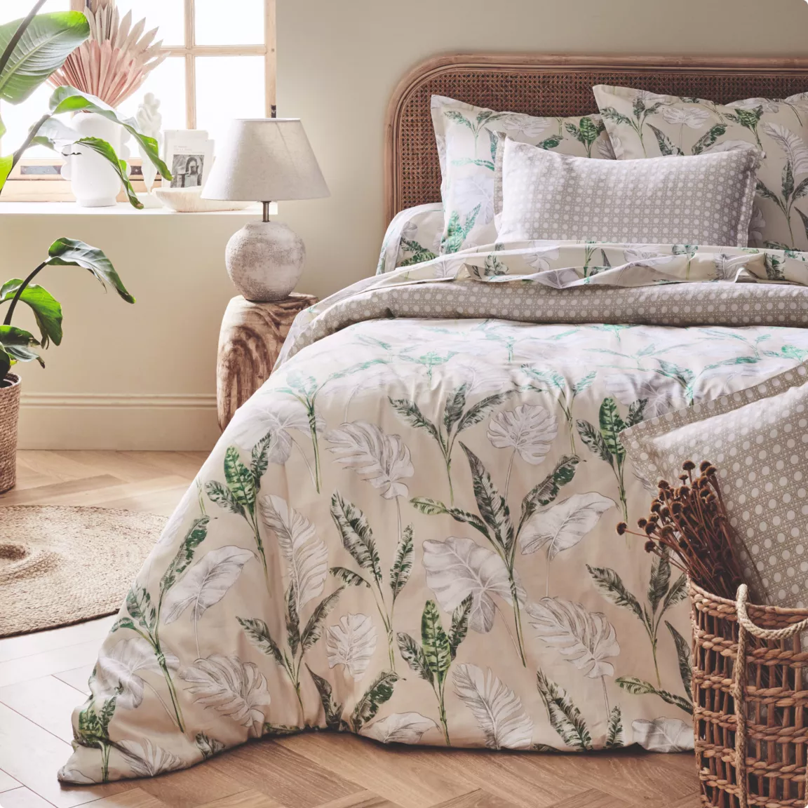 Housse de couette satin de coton (240 x 220 cm) Voyage Verte