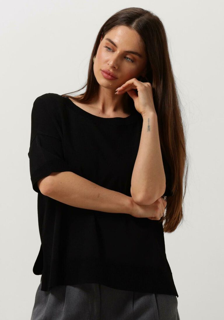 SELECTED FEMME zwarte selected femme t-shirt slfwille ss knit o-neck