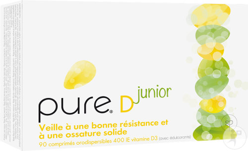 Pure D Junior Vitamine D 400 UI Enfants Os solide et immunité 90 comprimés à croquer