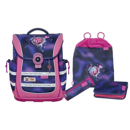 McNeill Ergo Light Pure Lovely Schulranzenset 4-teilig mit Blinklicht