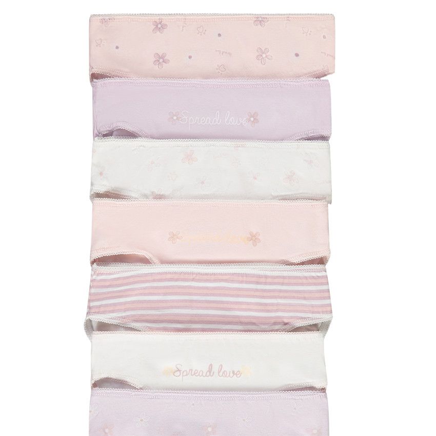 Lot de 7 culottes en jersey imprimé fleuri pour fille - Lilas