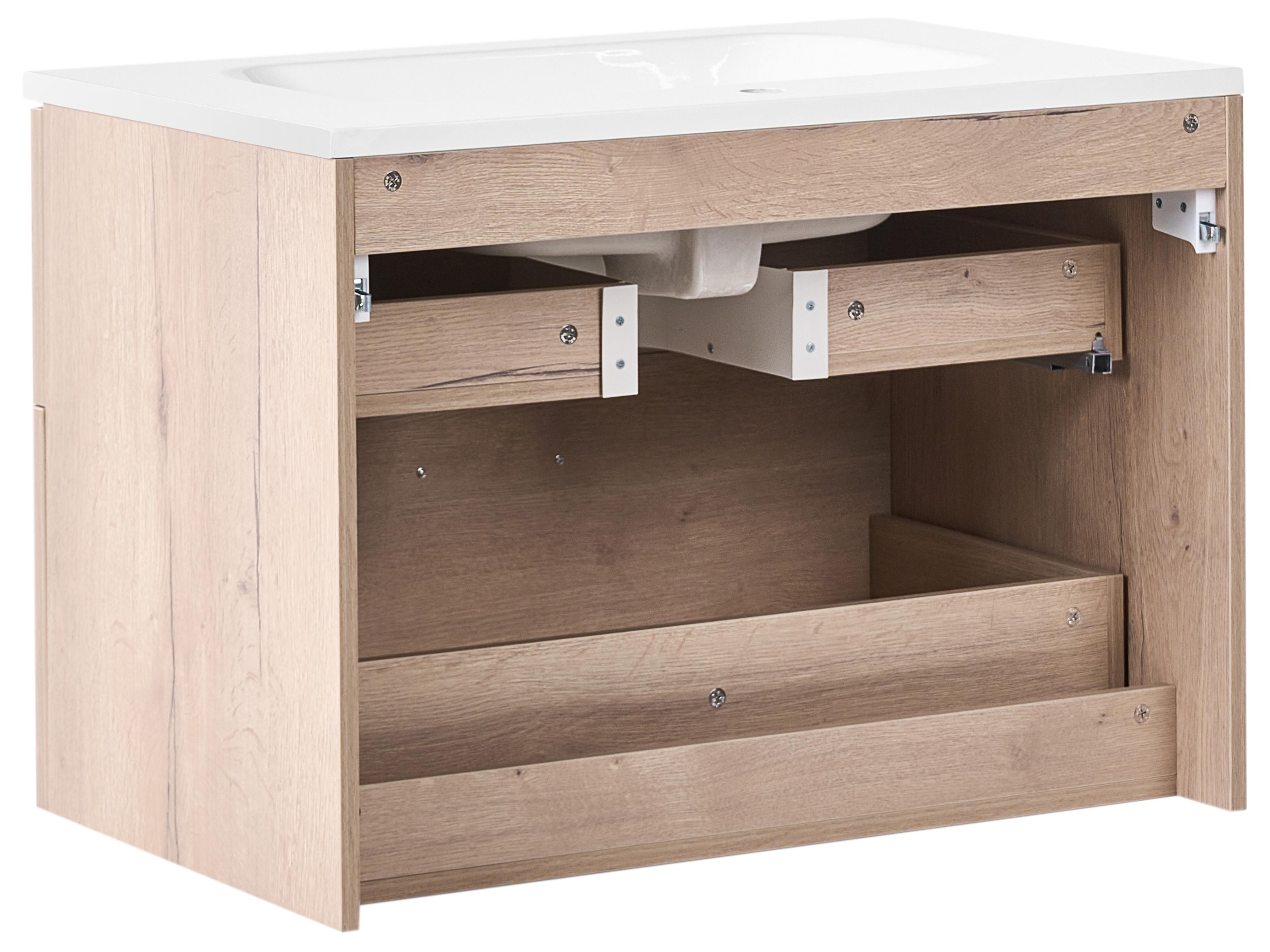 Wandgemonteerd meubel met wastafel YELCHO Lichtbruin