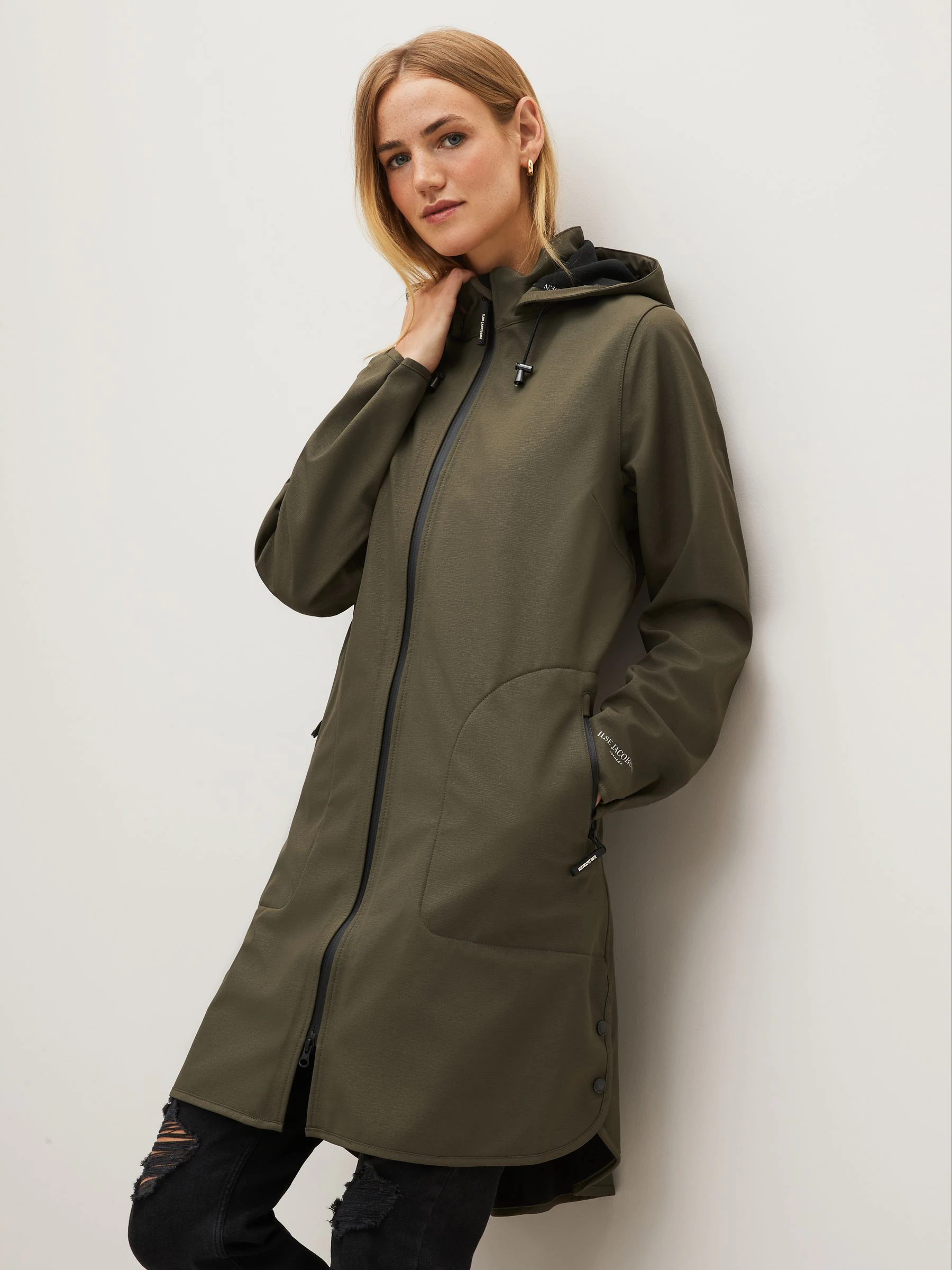 Groen - Ilse Jacobsen - Waterdichte A-lijn softshell regenjas