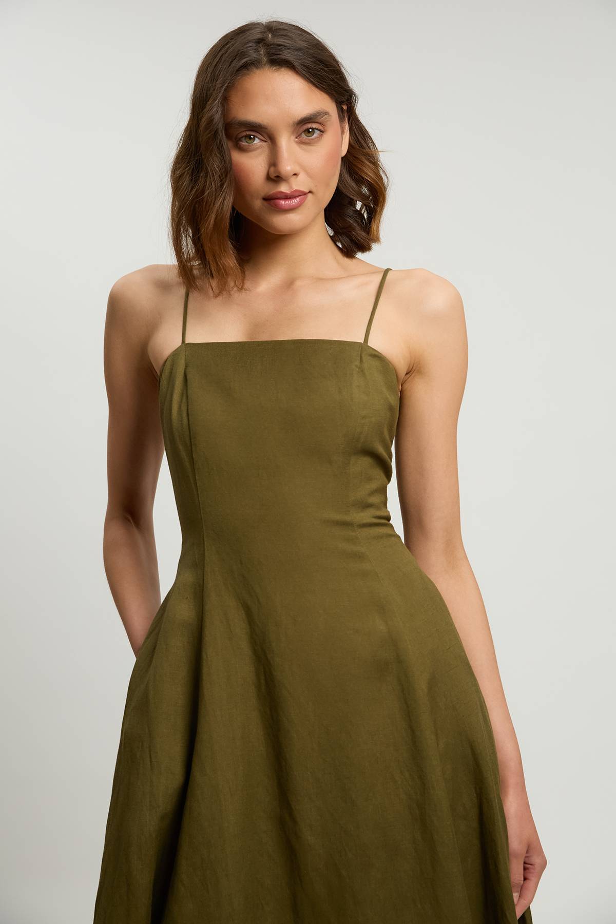 KarenMillen Petite Linen Woven Maxi Prom Dress
