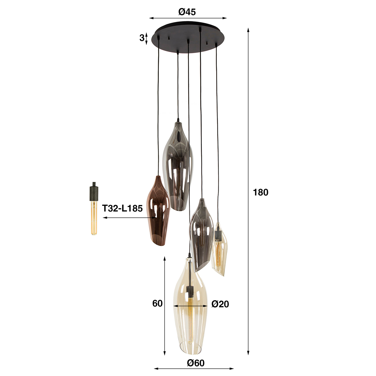 Hanglamp Kryptonite getrapt