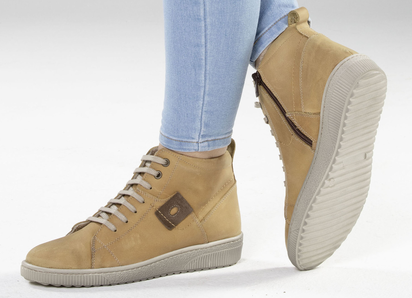 ELENA EDEN Schnür-Bootie aus Nubukleder, mit Leder-Applikation