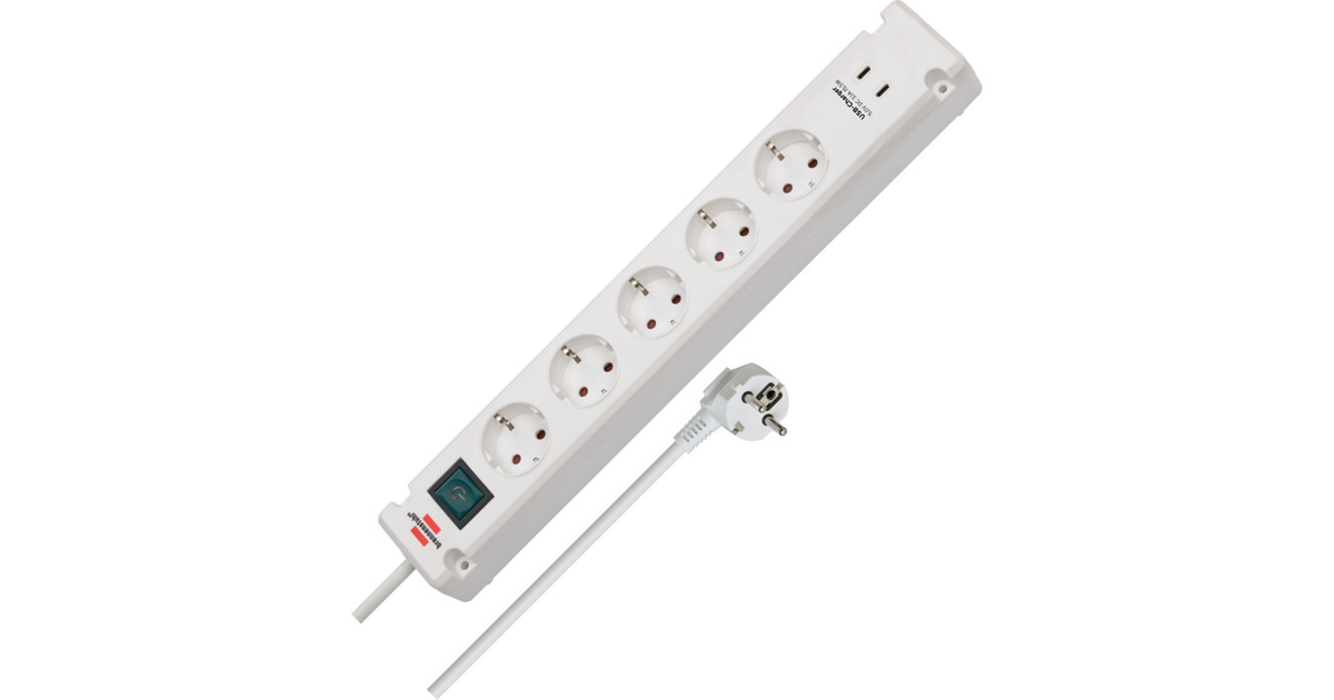 BrennenstuhlBremounta stekkerdoos 5-voudig met 2 USB C-laadcontactdozen stekkerdoos  (Wit, 2x USB C)