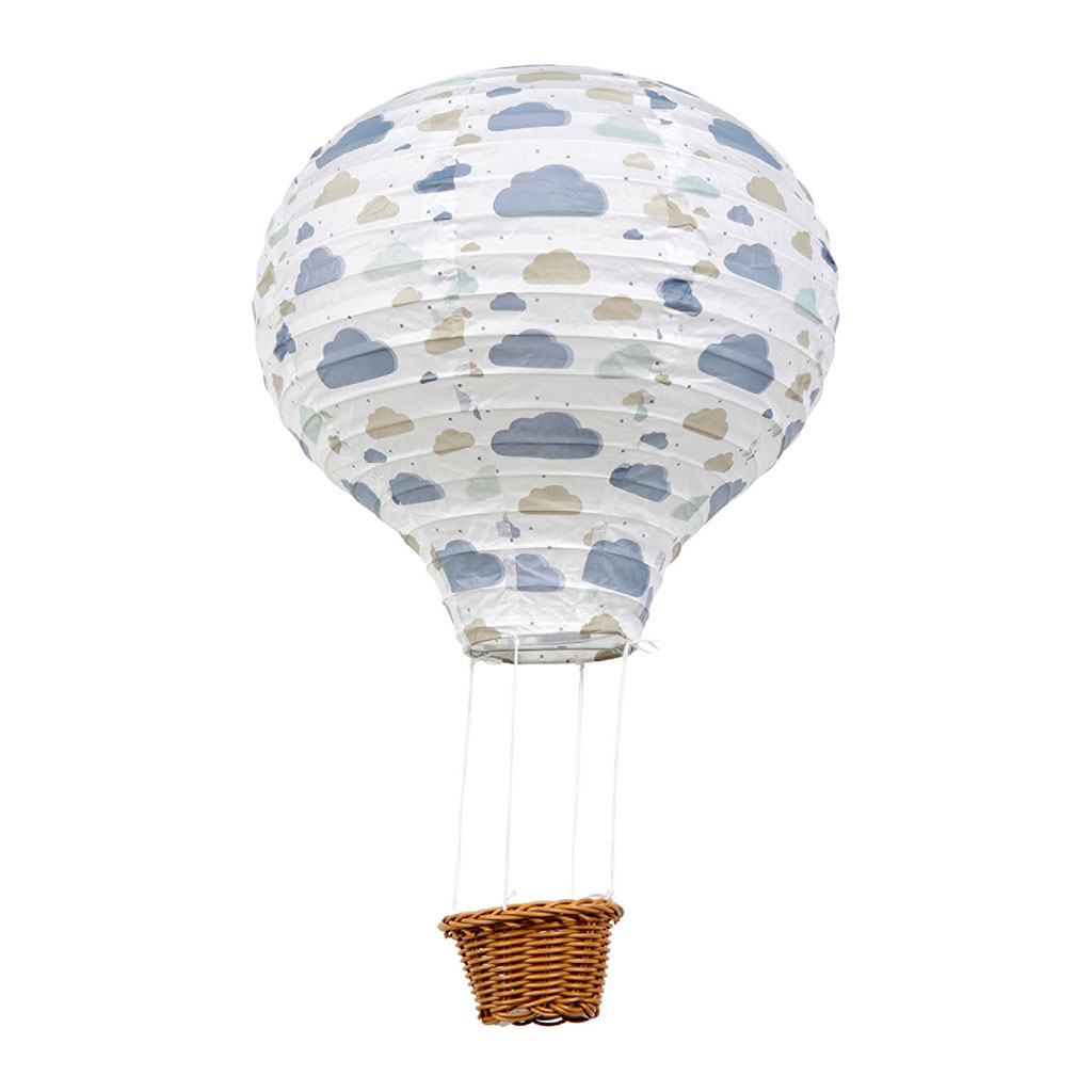 Suspension montgolfière motifs nuages 30x45x30cm