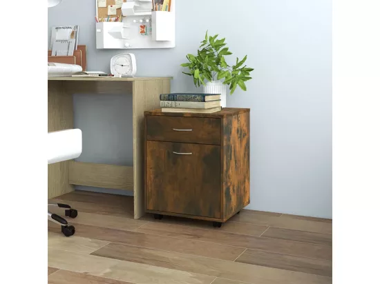 Armoire roulante Chêne fumé 45x38x54 cm Bois d'ingénierie