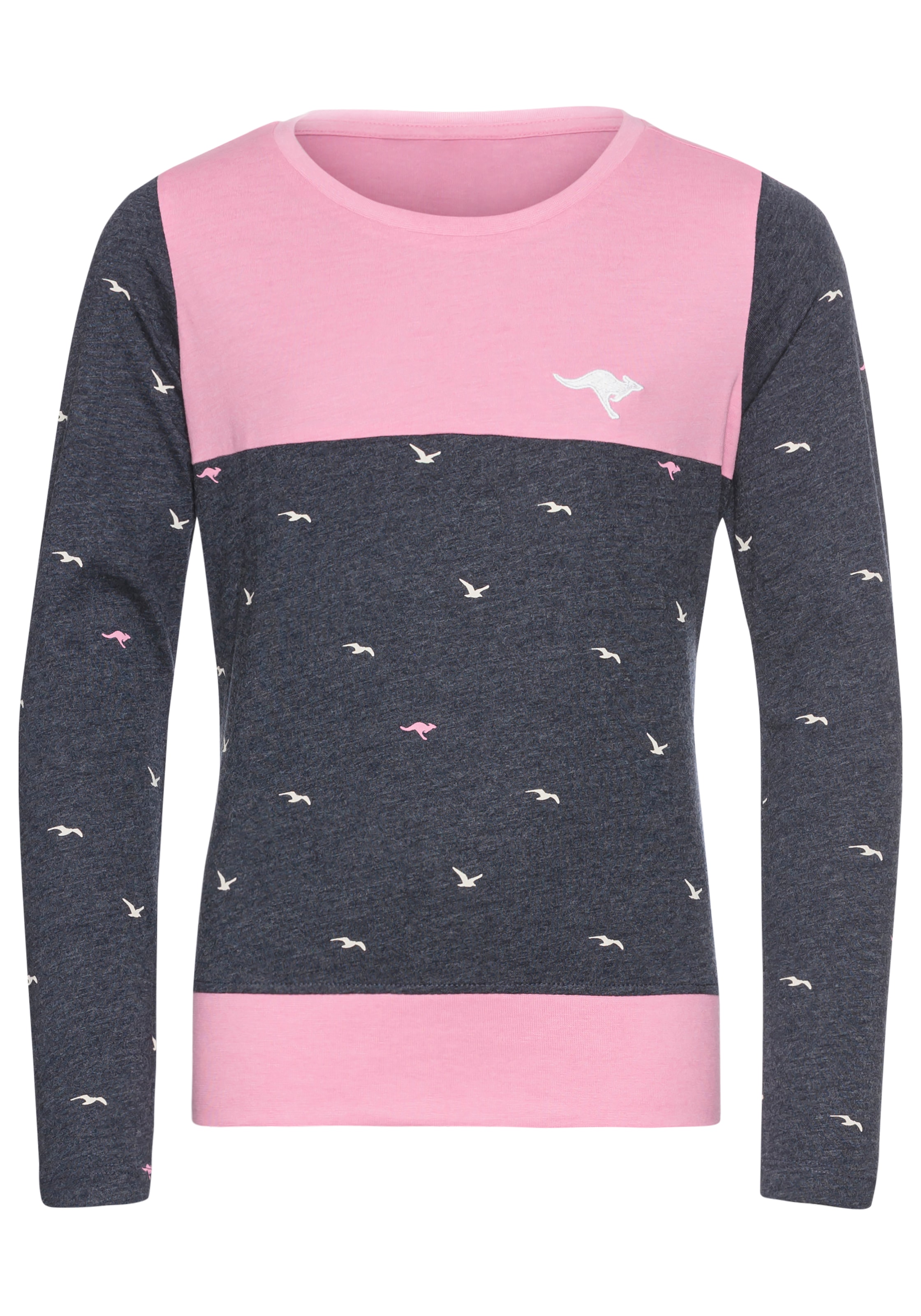 KangaROOS Langarmshirt »Kangaroos-Allover Muster«, , mit Logo-Stickerei
