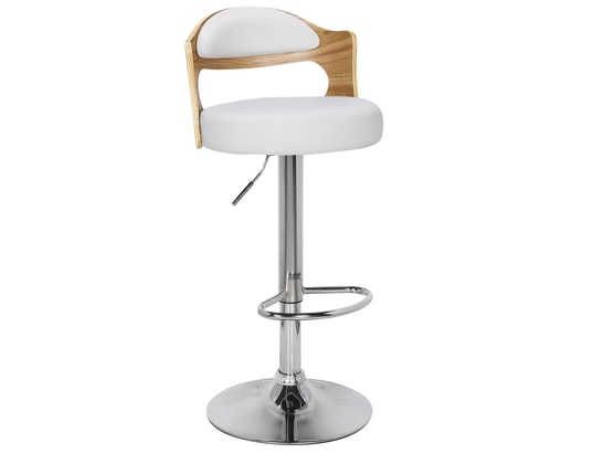 MENZZO - Lot de 2 chaises de bar ruben chêne clair & simili blanc