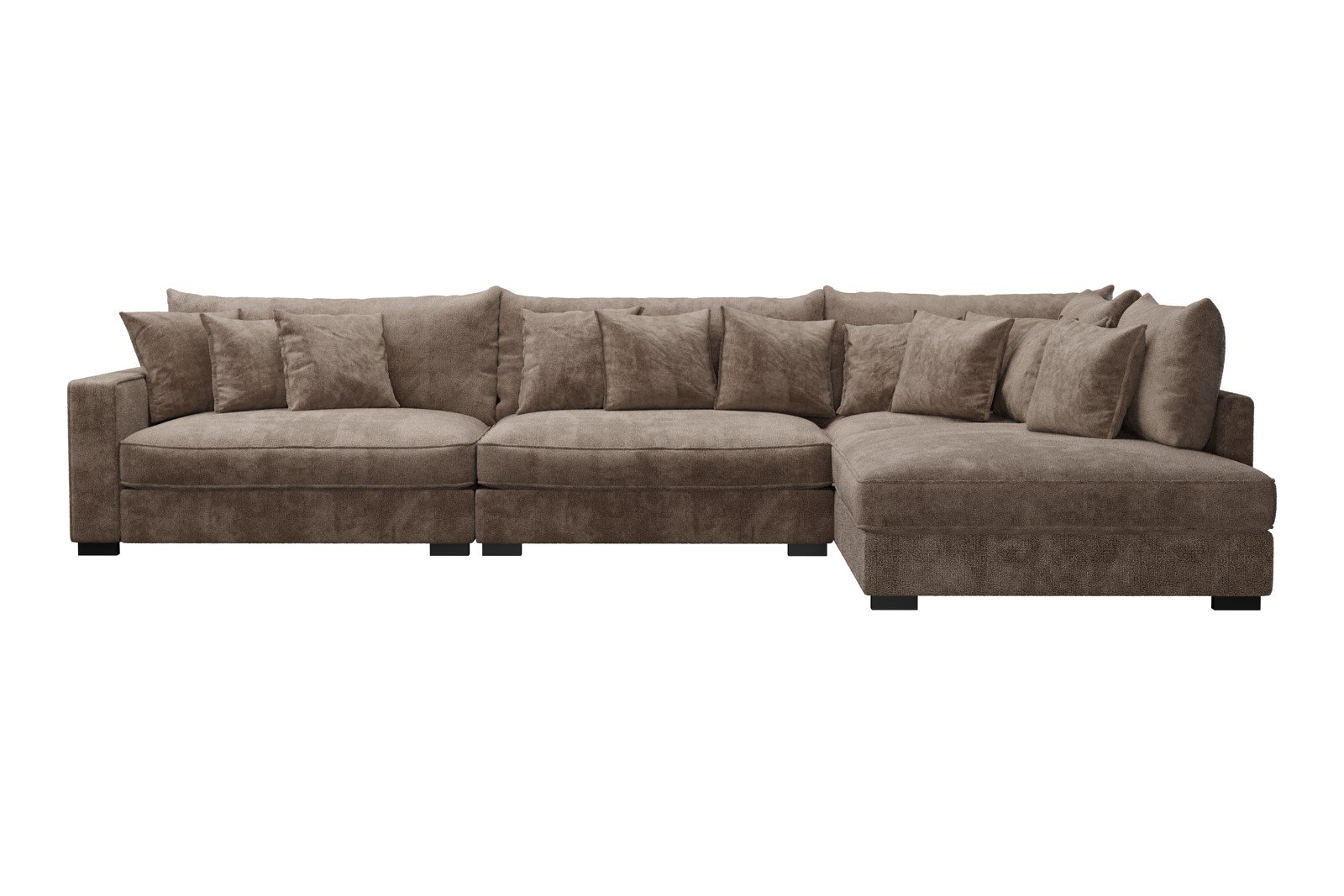 Rossi 4-seter med åpen ende høyre Tekstil Genesis 6 Mink, arm B med sorte ben. Std. Komfort.