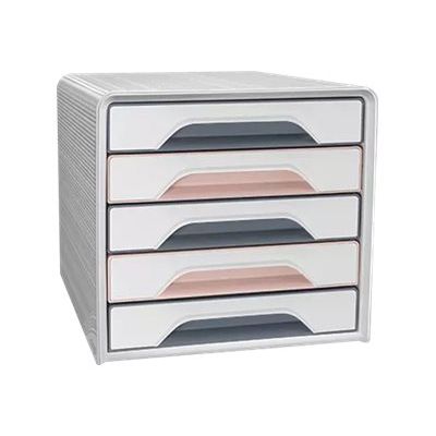 Mineral by CEP - Module de classement 5 tiroirs - blanc/gris orage/rose poudré