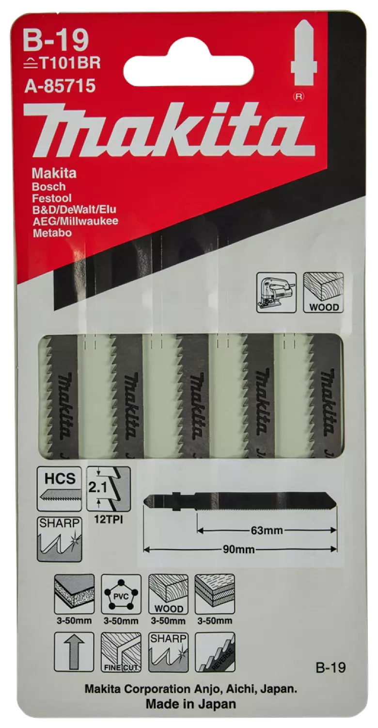 Makita A-85715 HCS Decoupeerzaagblad B19 - splintervrij - Hout / Kunststof / Laminaat (5st)