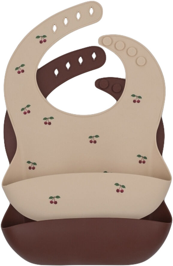 Konges Sløjd 2 PACK SILICONE BIB Cherry/mocca