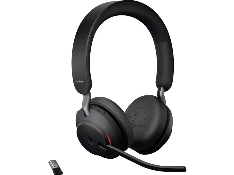 Jabra Evolve2 65 MS Stereo - Headset - på øret - Bluetooth - trådløs - USB-A - støjisolerende - sort - med opladningsstander - Certified for Microsoft Teams