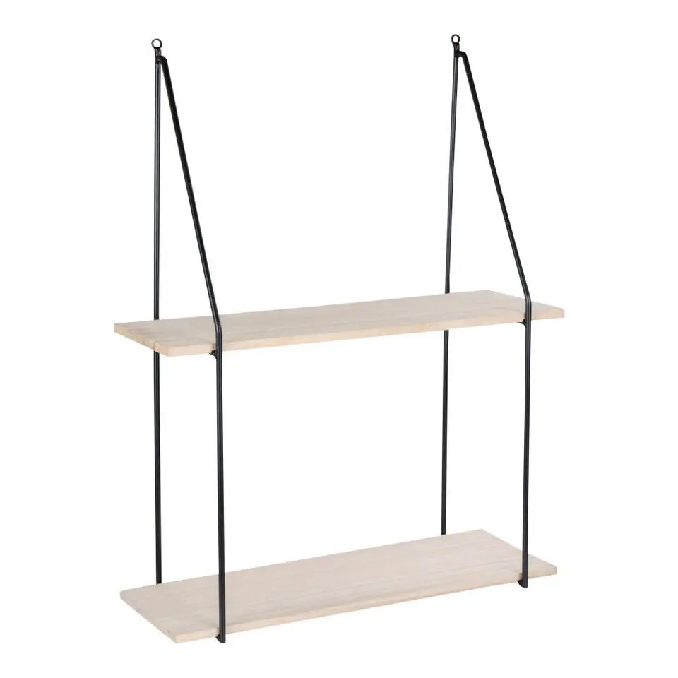 Haag Plank - Zwart/Natural Staal en Hout - 55x21 cm