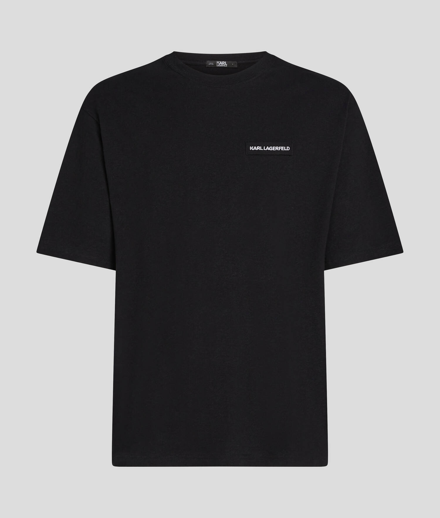 T-SHIRT EN LIN MÉLANGÉ AVEC LOGO KARL - Noir