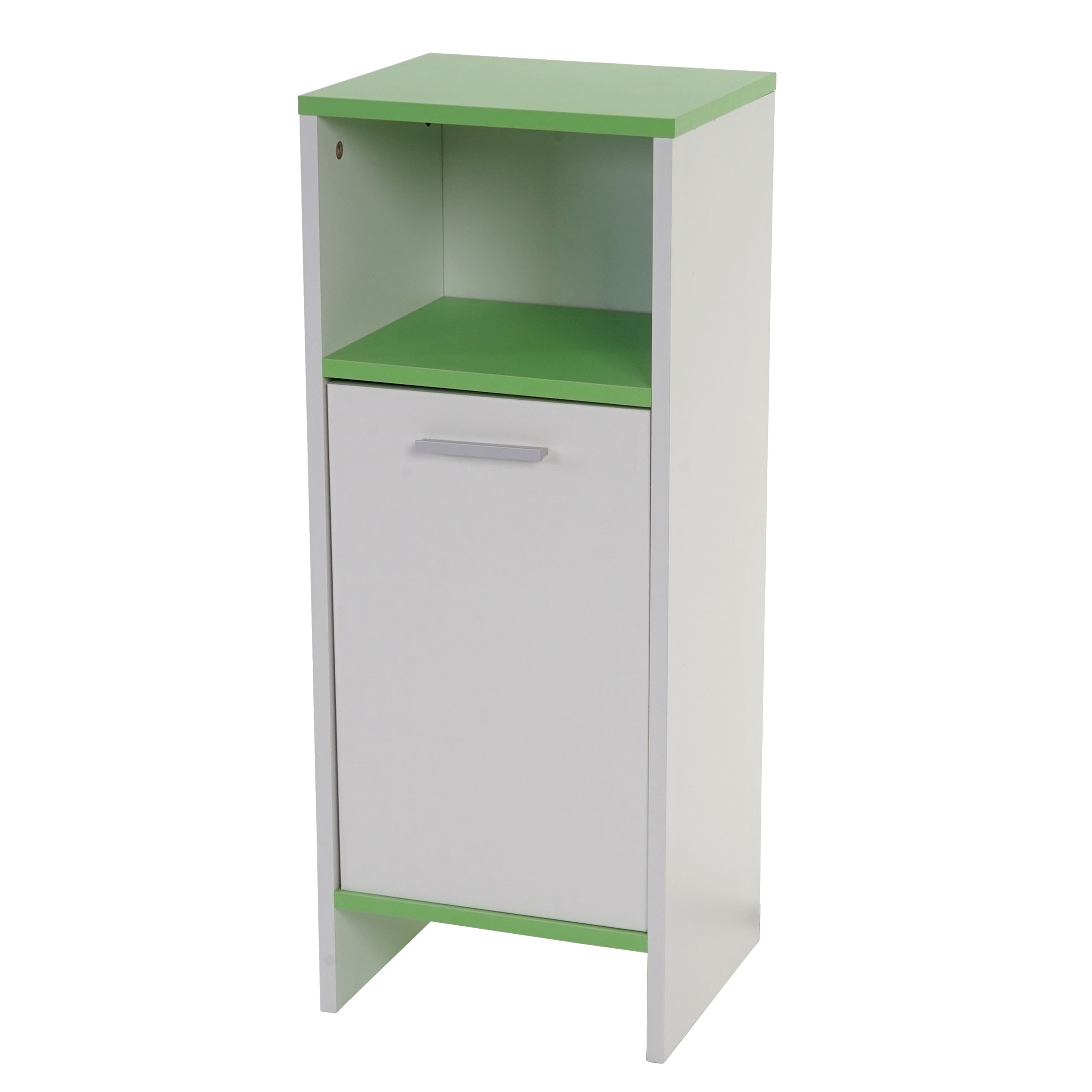 Kommode Lucca, Badezimmerkommode Badschrank, 82x32x28cm weiß, Böden grün