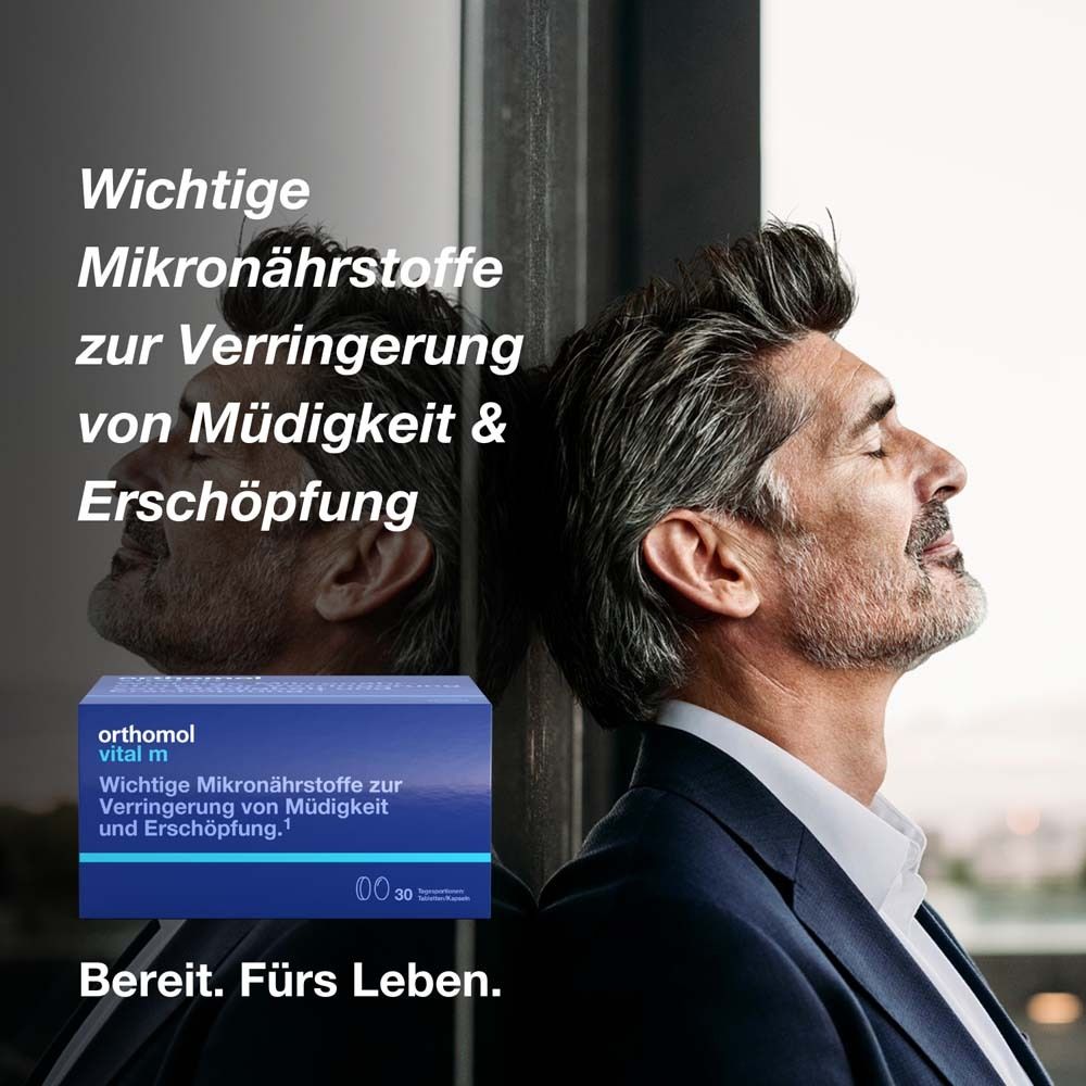 Orthomol Vital m - Mikronährstoffe für Männer - bei Müdigkeit - mit B-Vitaminen, Omega-3 und Magnesium - Tabletten/Kapseln