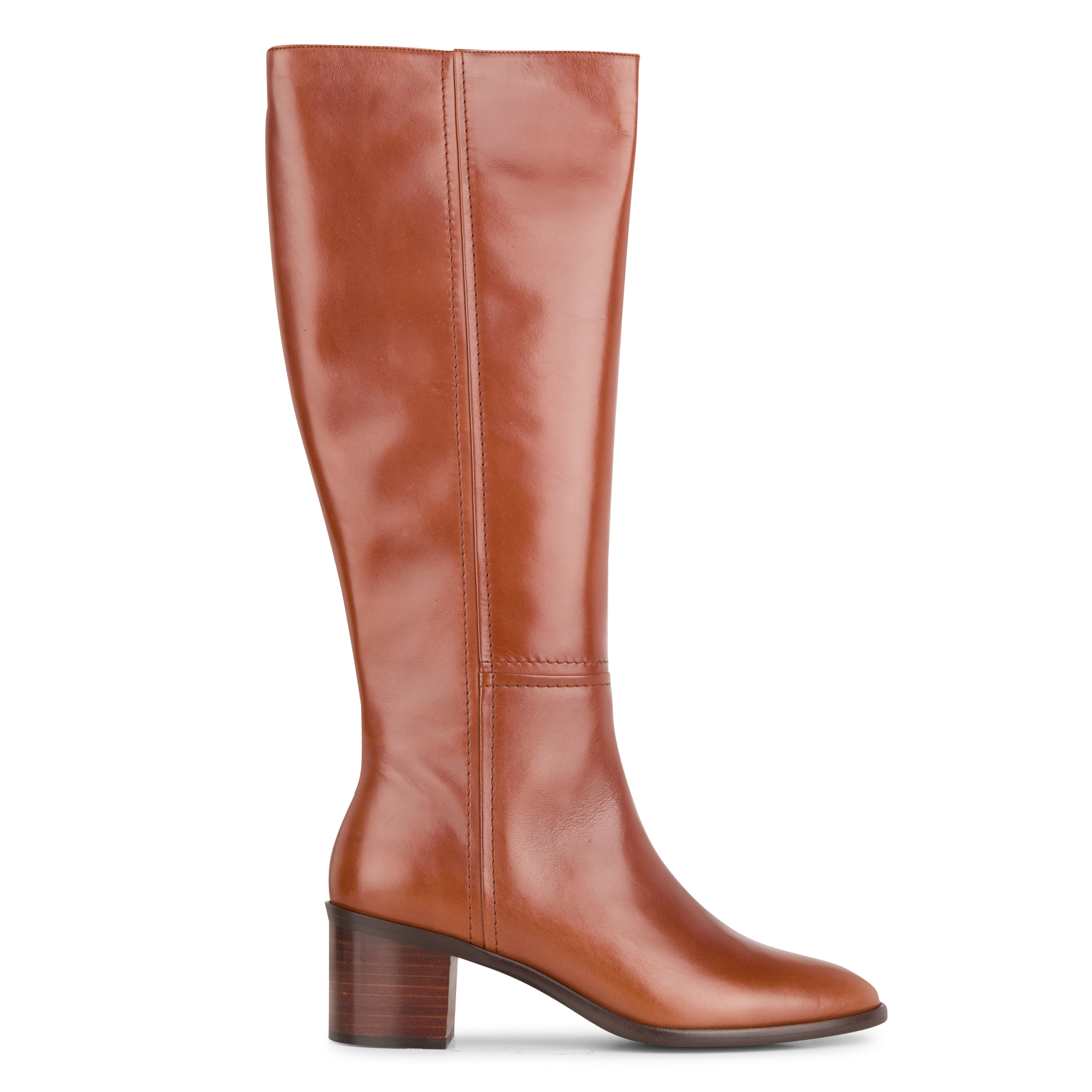 LAURENCE - Bottes à talons en cuir | Marron
