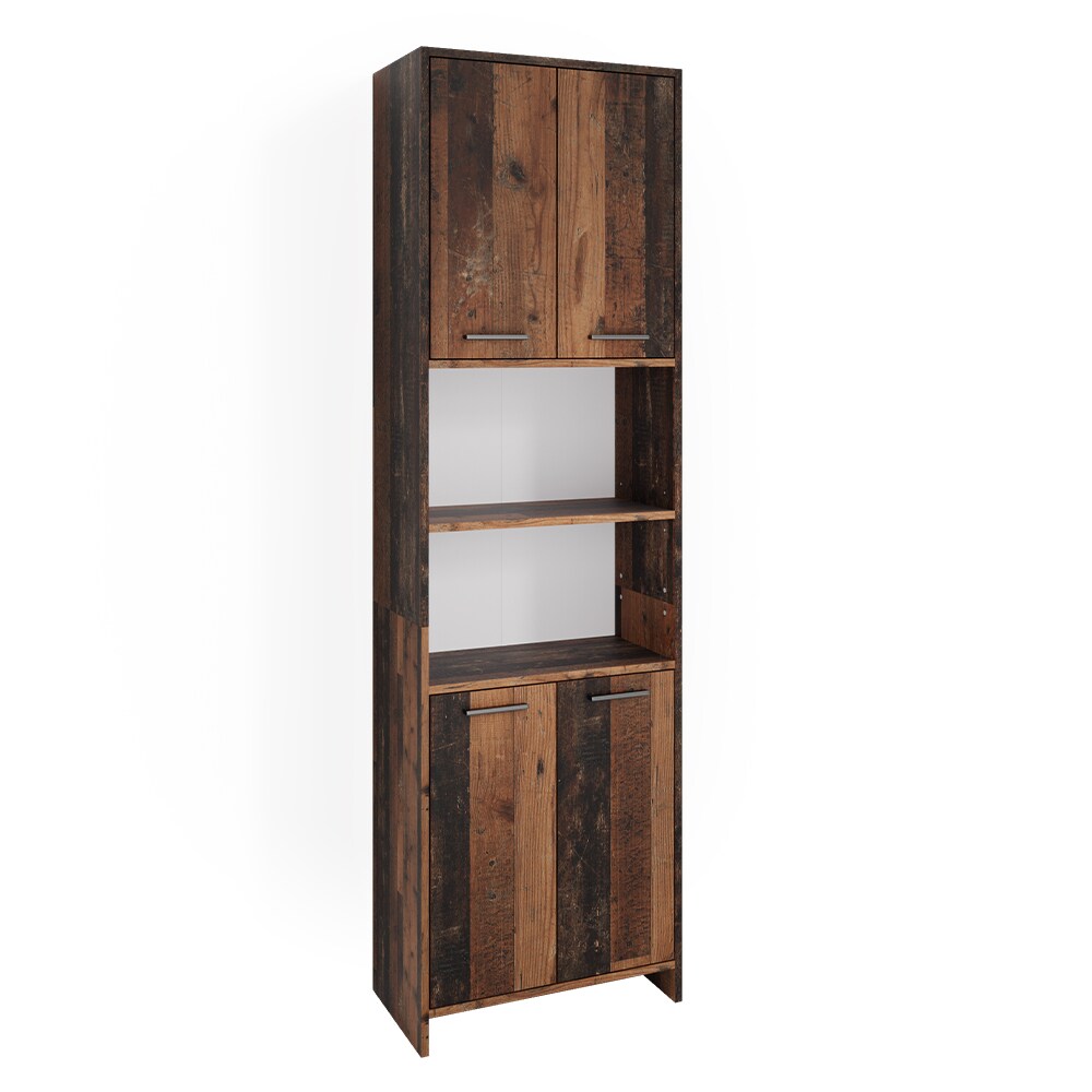 Vicco Badschrank Badezimmerschrank Hochschrank Maris Old Style 56x190 cm modern Aufbewahrungsschrank Badregal Beistellschrank Mehrzweckschrank Doppeltürenschrank