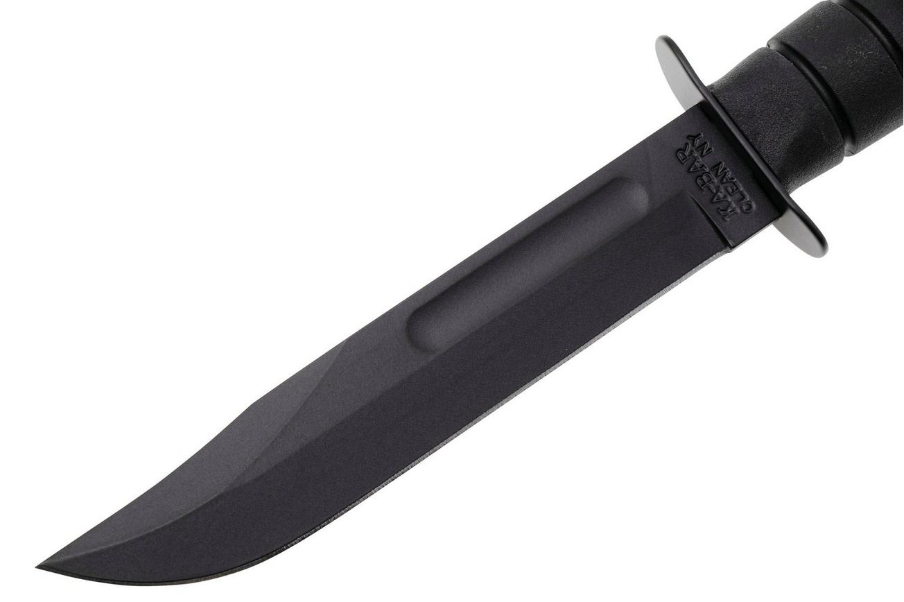 KA-BAR USMC 1211 plain edge, Kraton, lederen foedraal