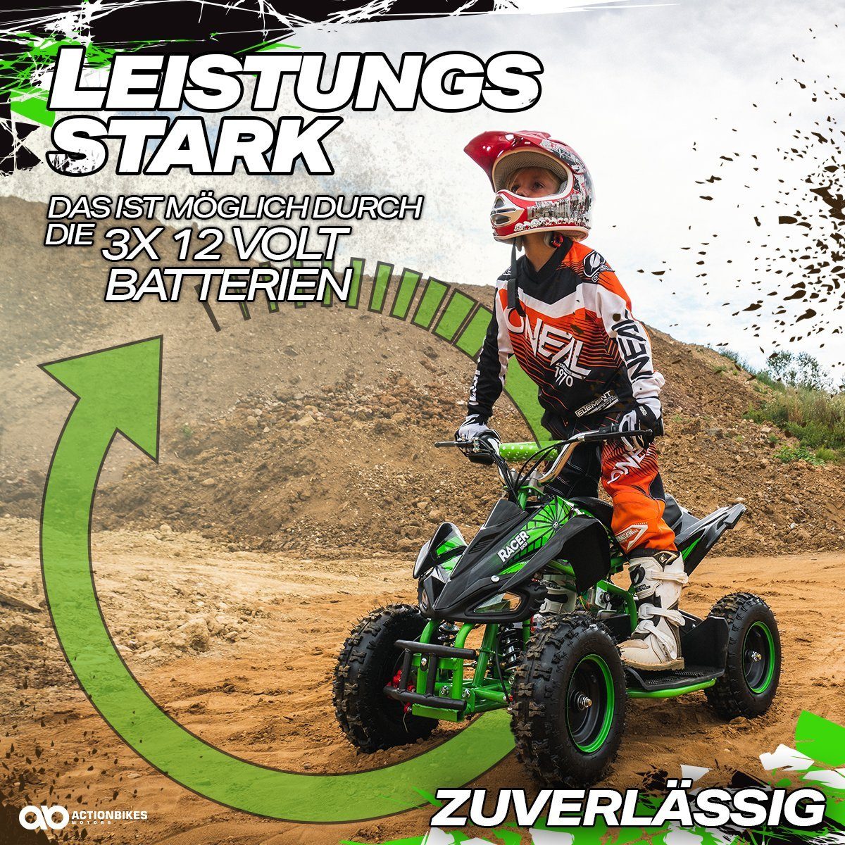 Quadriciclo Elétrico Infantil Actionbikes Motors Mini Quadriciclo Elétrico Infantil Racer 1000 W 36 V, capacidade de carga 50 kg (1 unidade), até 50 kg - freios a disco - interruptor de pé Safety Touch System