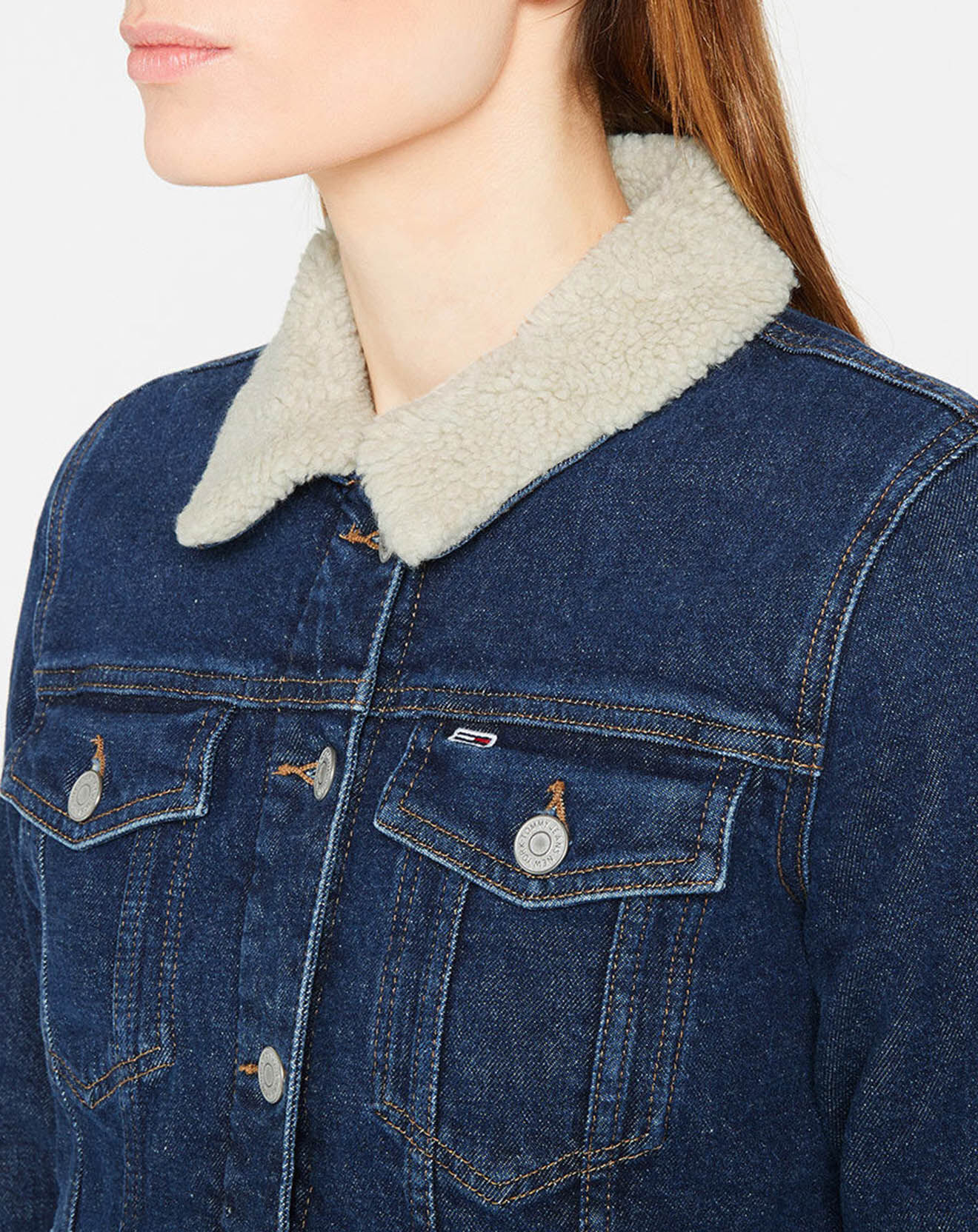 Tommy Jeans Veste en jean Sherpa fourré bleu brut
