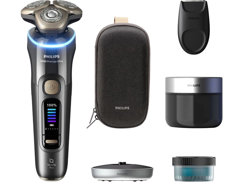 Philips Rasierer Series i9000 XP9402/31 mit Reinigungsstati Elektrischer Nass-/Trockenrasierer mit SkinIQ