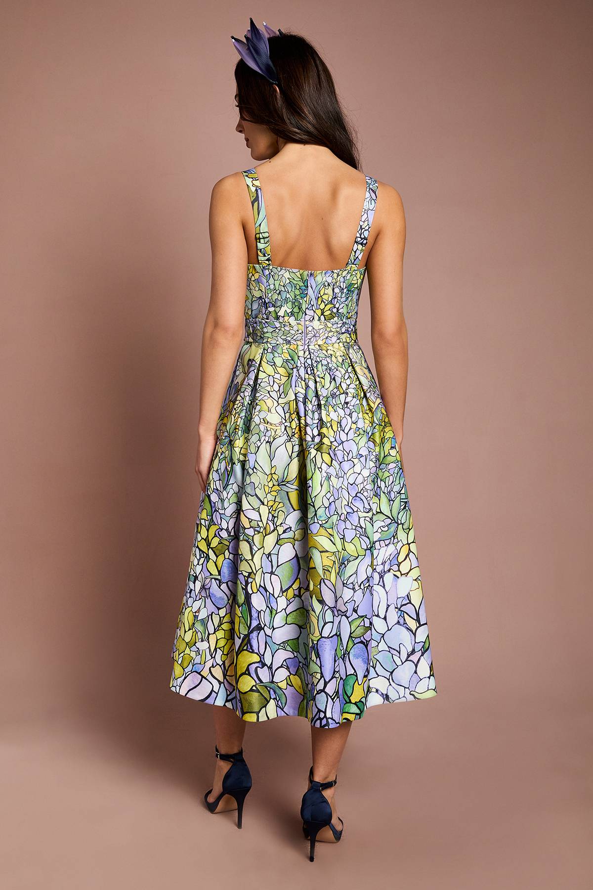 Coast Robe Midi Lisa À Jupe Ample Et Imprimé Floral Beige