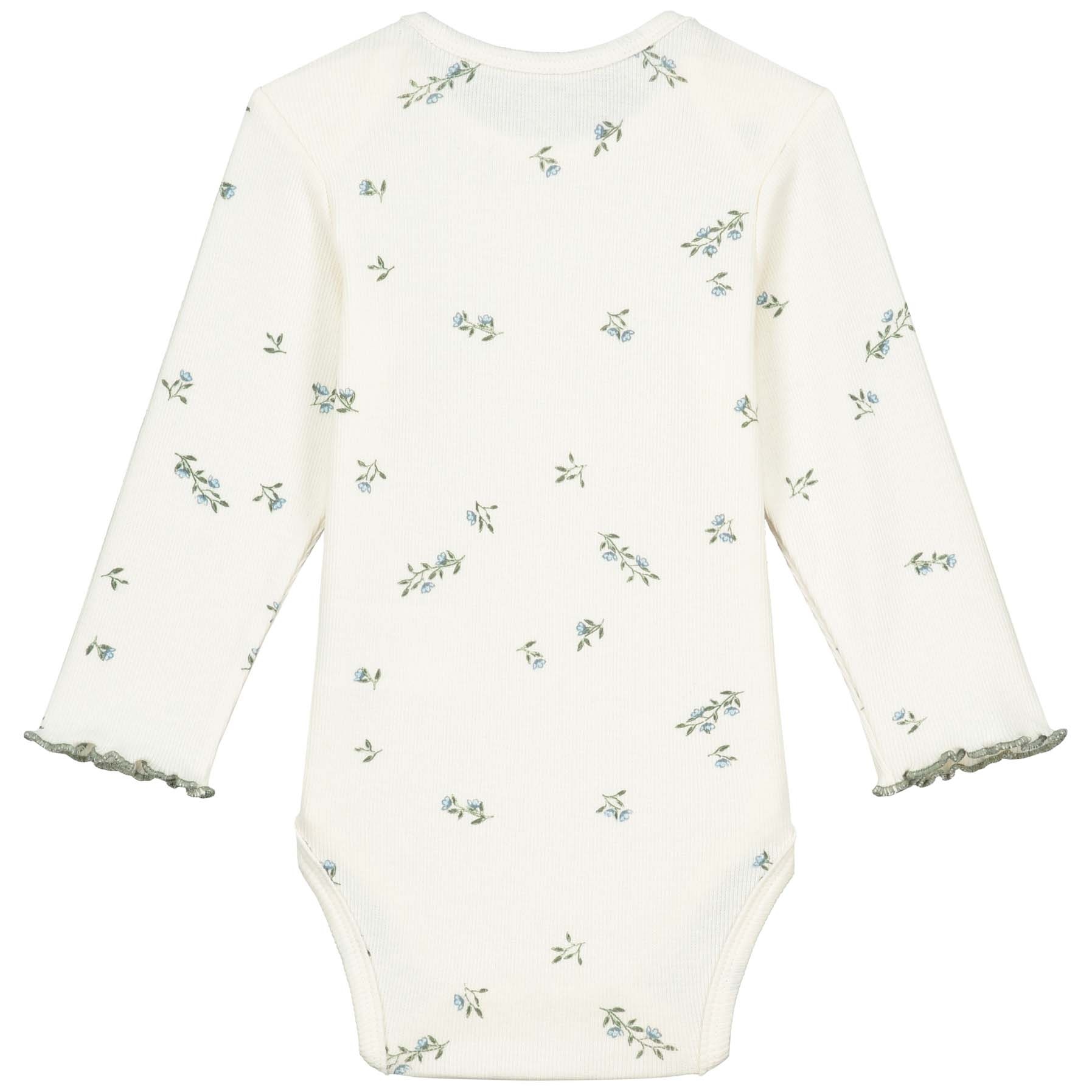 Prénatal romper romantic rib lange mouwen bloemen wit