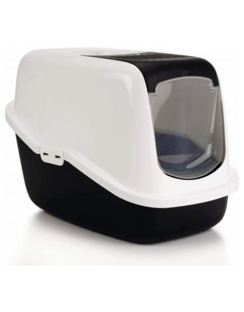 Savic Kattentoilet Nestor - Kattenbak - 56x39x38.5 cm Wit Zwart Transparant M