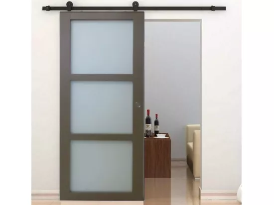 Porte Coulissante Marron Ral7006 Vitree H204 X L83 + Rail A Roulette + 2 Coquilles Gd Menuiseries