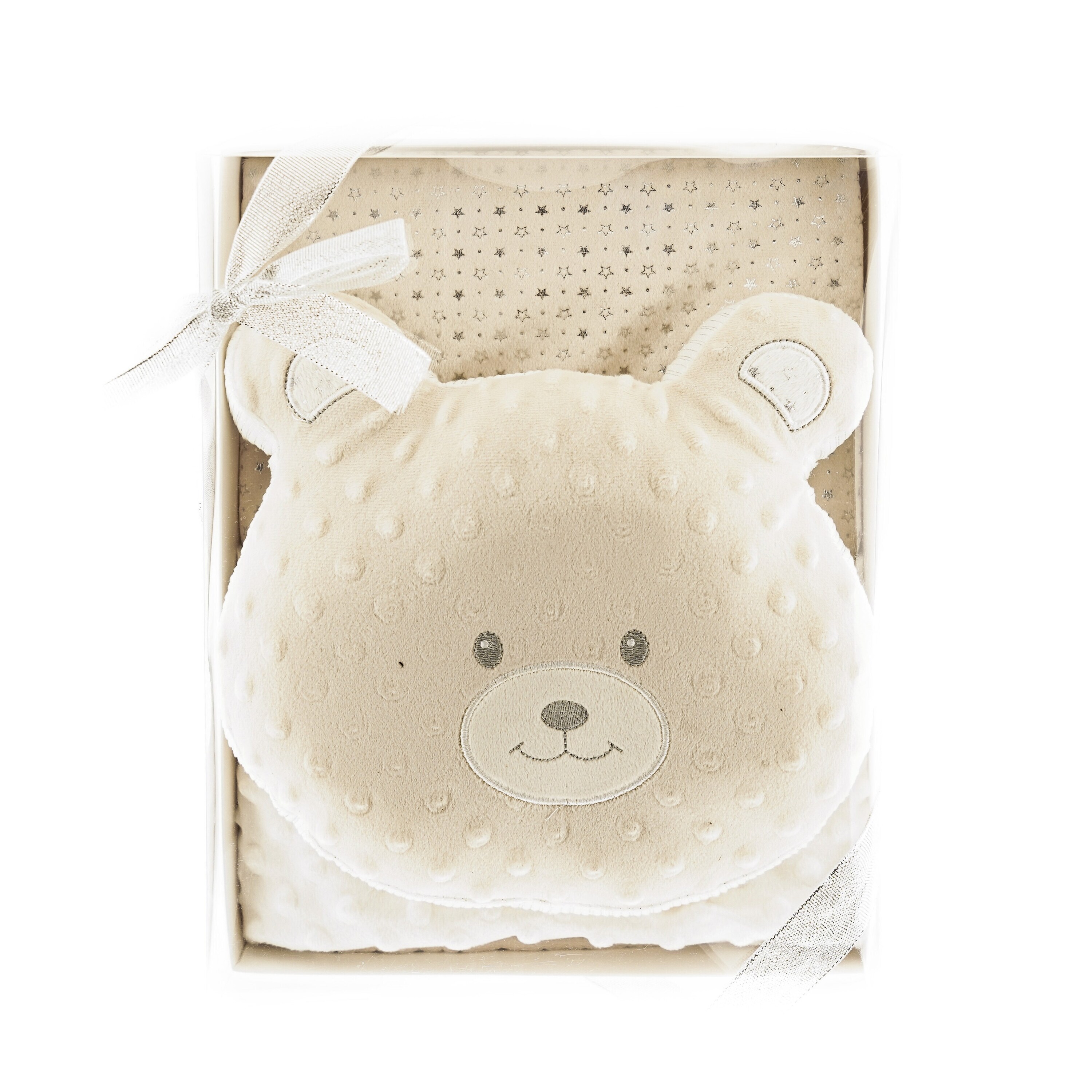 Babydecken-Set mit Bärenkissen Zweilagige Babydecke aus Polyester