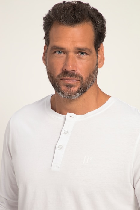 JP 1880 Henley, Basic, Shirt, Langarm, Knopfleiste, bis 8XL