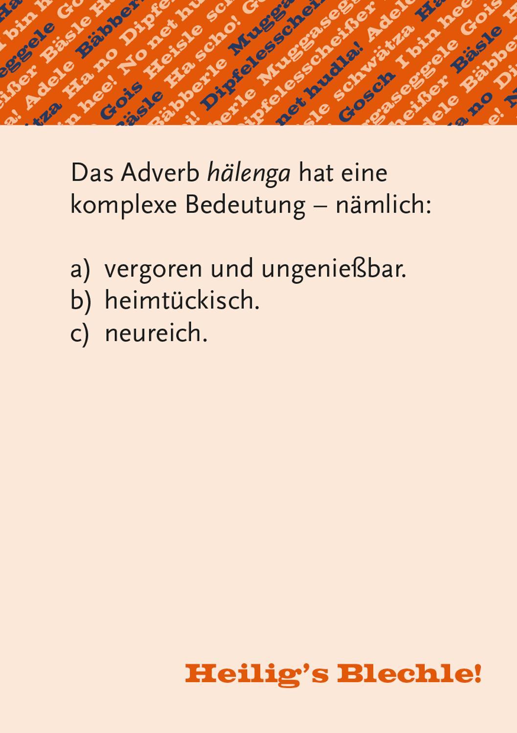 Heiligs Blechle! Schwäbisches Dialekt-Quiz (Spiel)