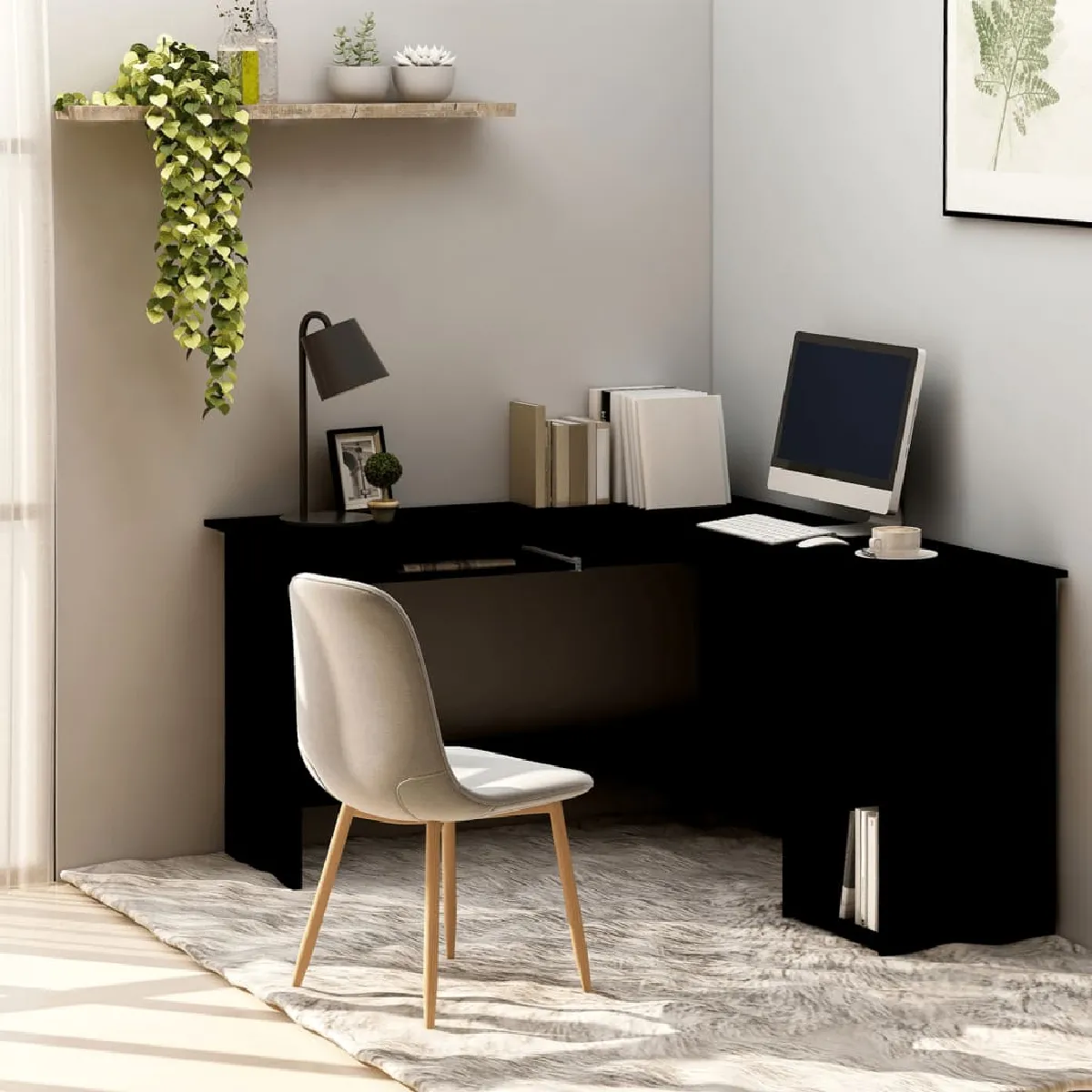VIDAXL Bureau d'angle - Noir bois d'ingénierie