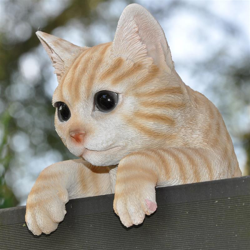 Dazikemo Gartenfigur Dekofigur Katze für Zaun und Trennwand